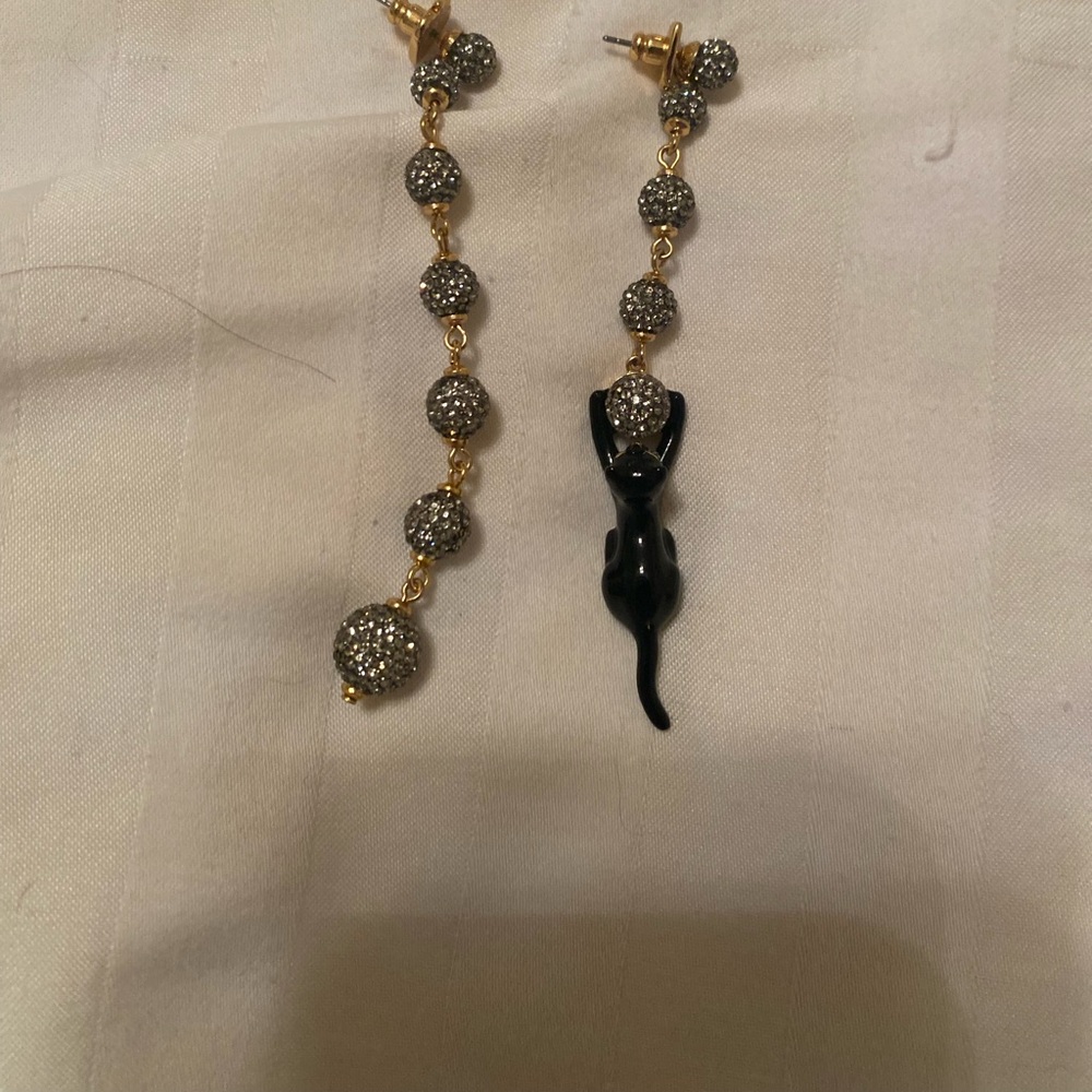 Kate Spade Dangling Black Cat Earrings